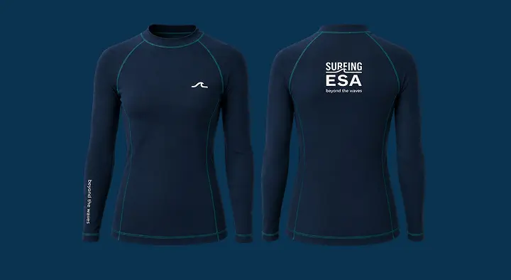 Licra manga larga azul marino de Surfing ESA, frente y espalda